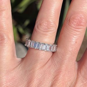 Silver cubic zirconia eternity band